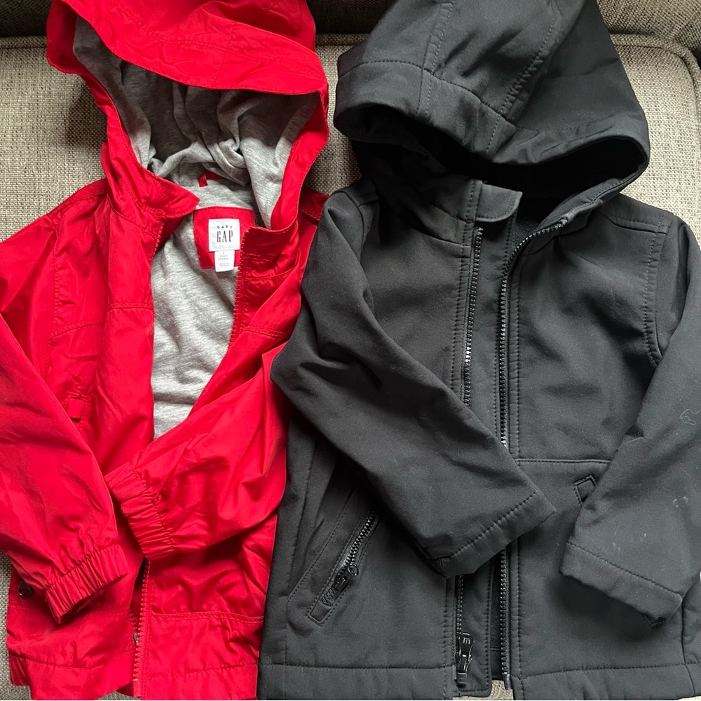 Bundle of 2 GAP Kids Red and Black Hooded spring Jackets 2Y
